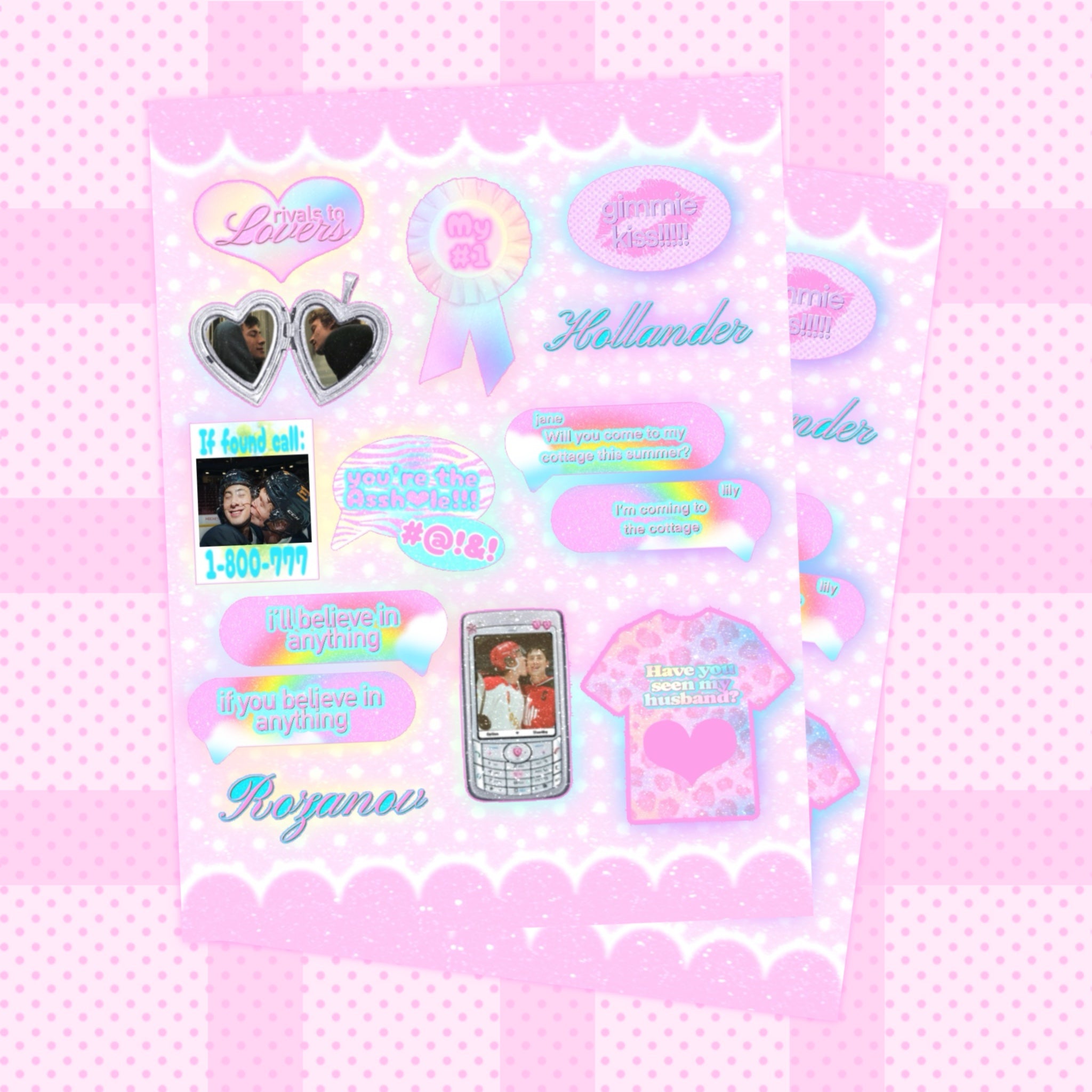 Heated Rivalry themed sticker sheet